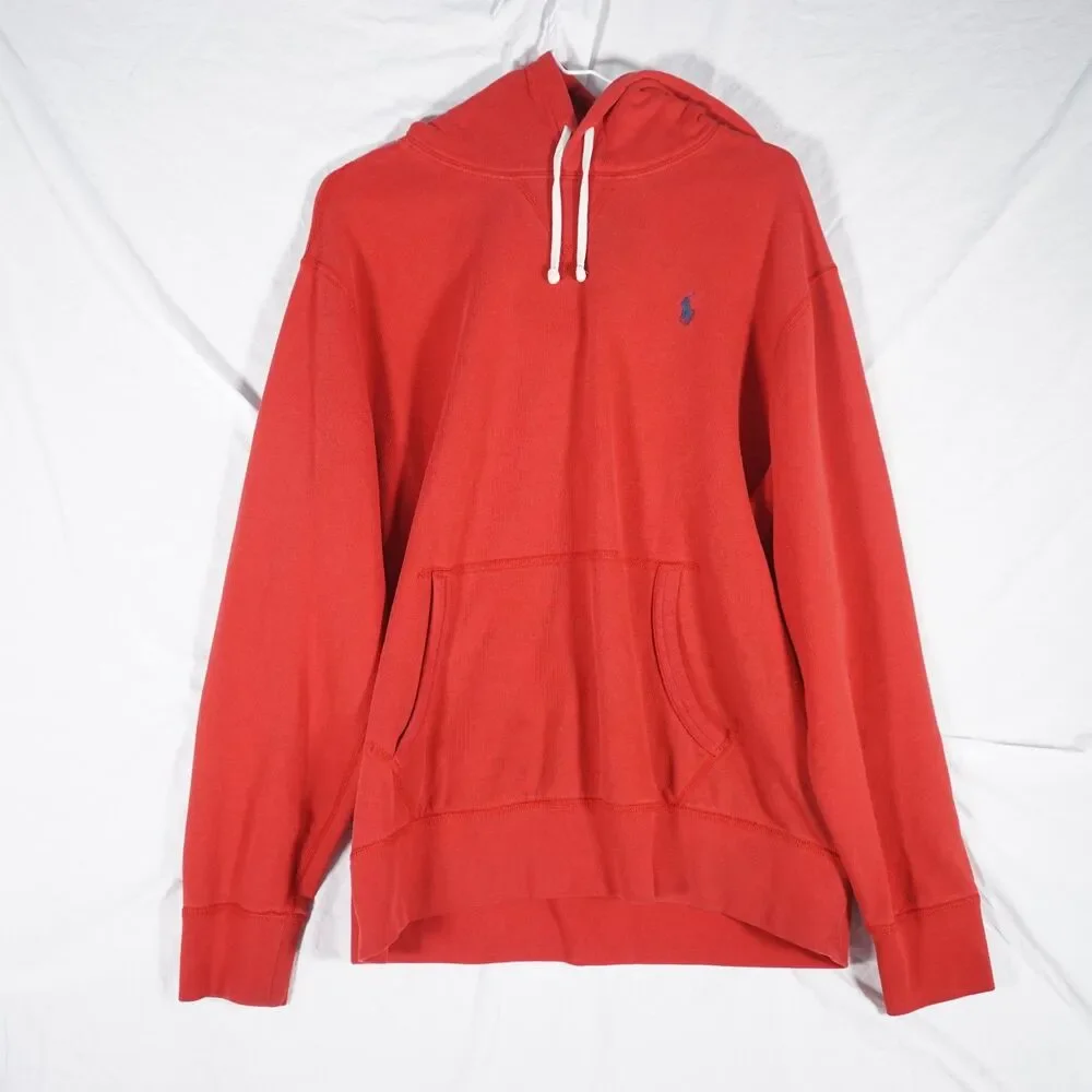 Polo Ralph Lauren Hoodie Red White Drawstrings Large